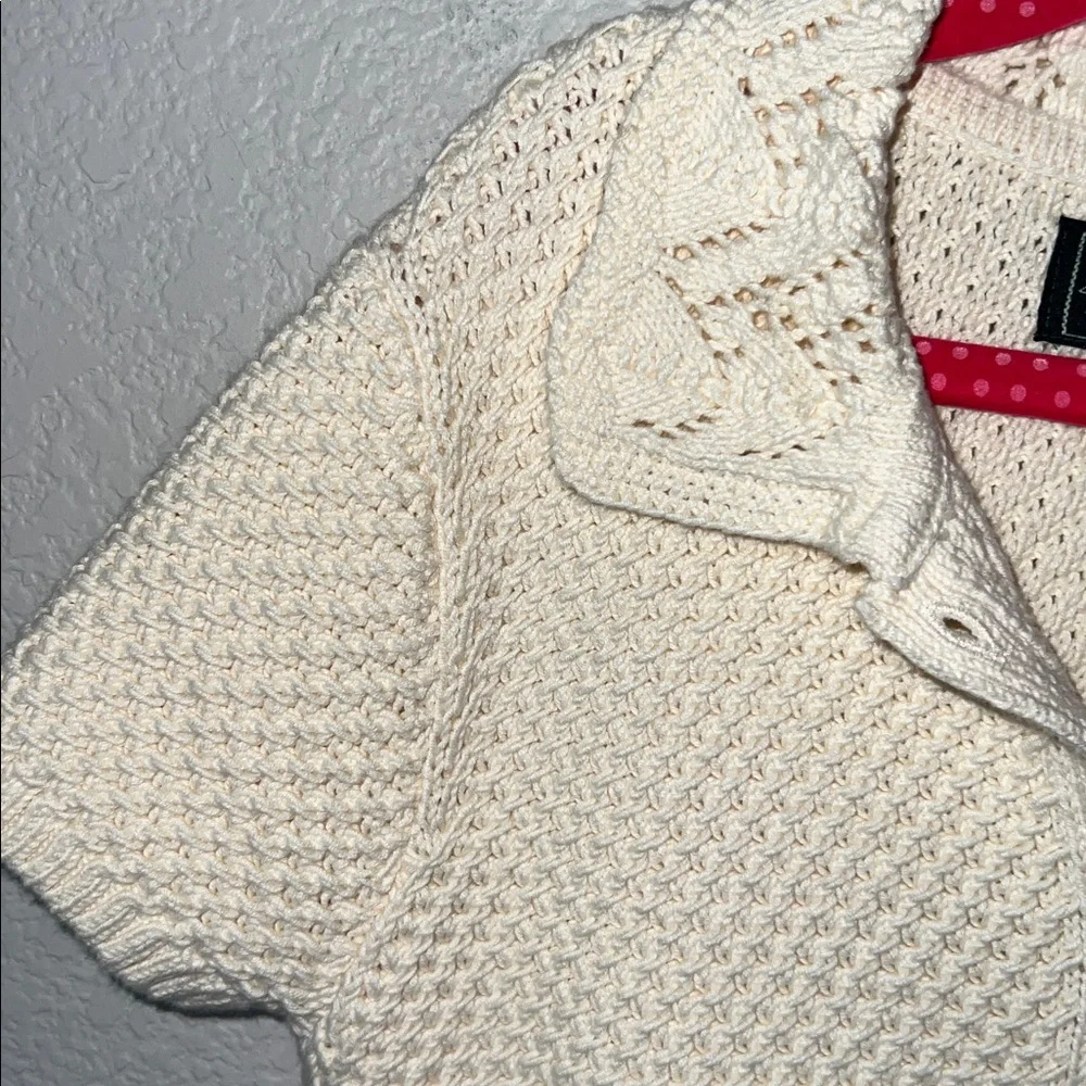 Polo Ralph Lauren Country Cream Ivory Knit Crochet Cardigan Sweater Size M 8/10
